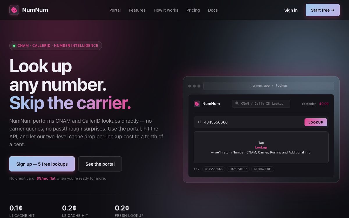 NumNum caller intelligence product